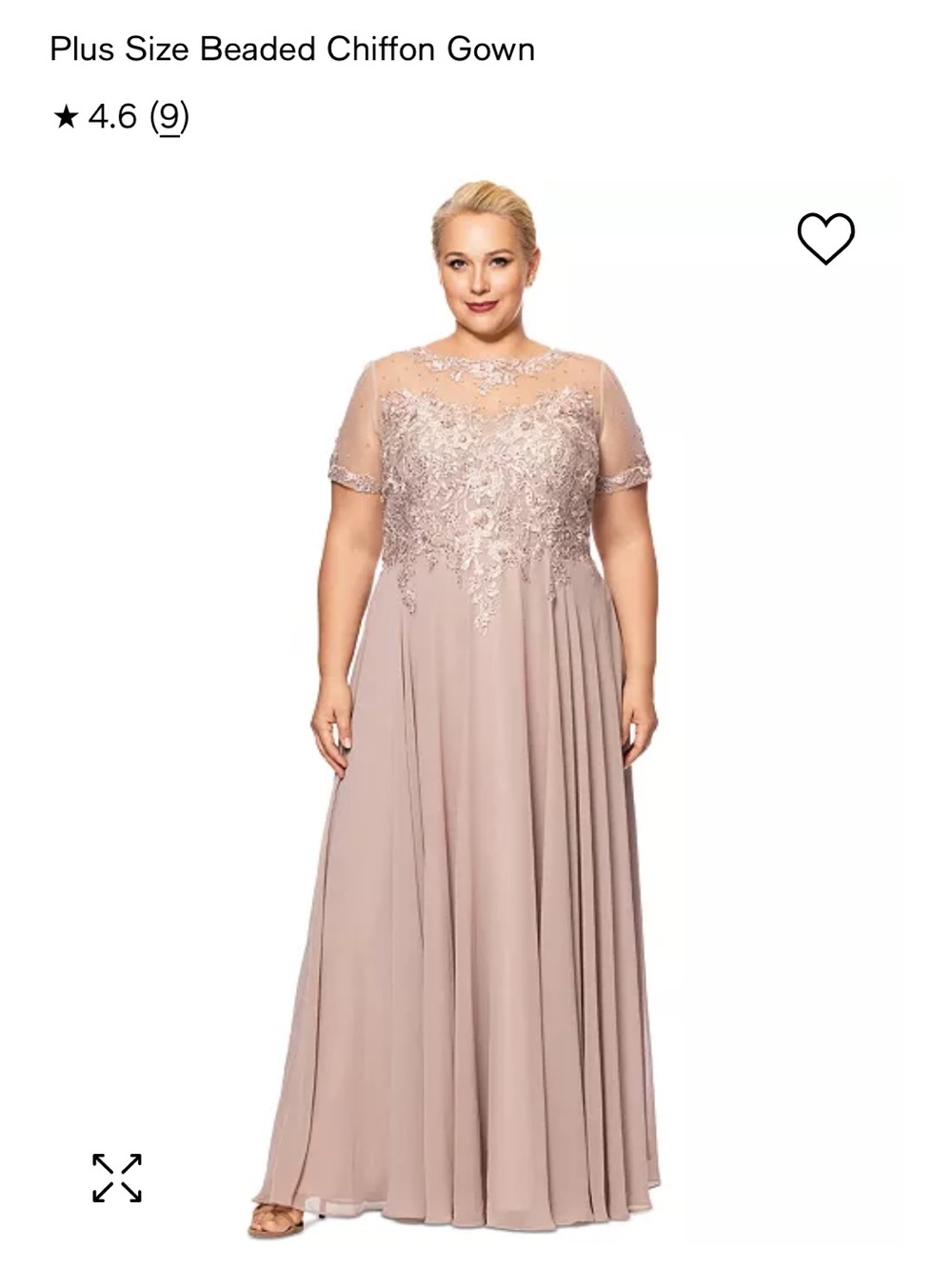 Macy's Plus-Size Beaded Chiffon Gown in Blush Taupe